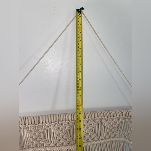 Wall Mounted Floating wood Shelf Large cream boho Macrame Tapestry hand-woven - Picture 12 of 15
